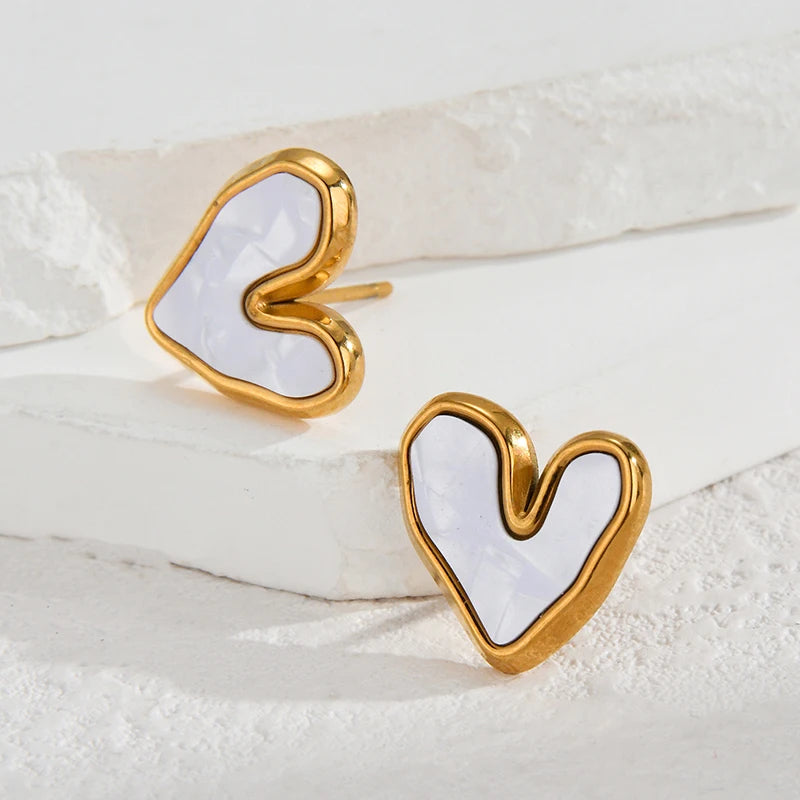 Irregular Heart Stud Earrings - Lunelle London