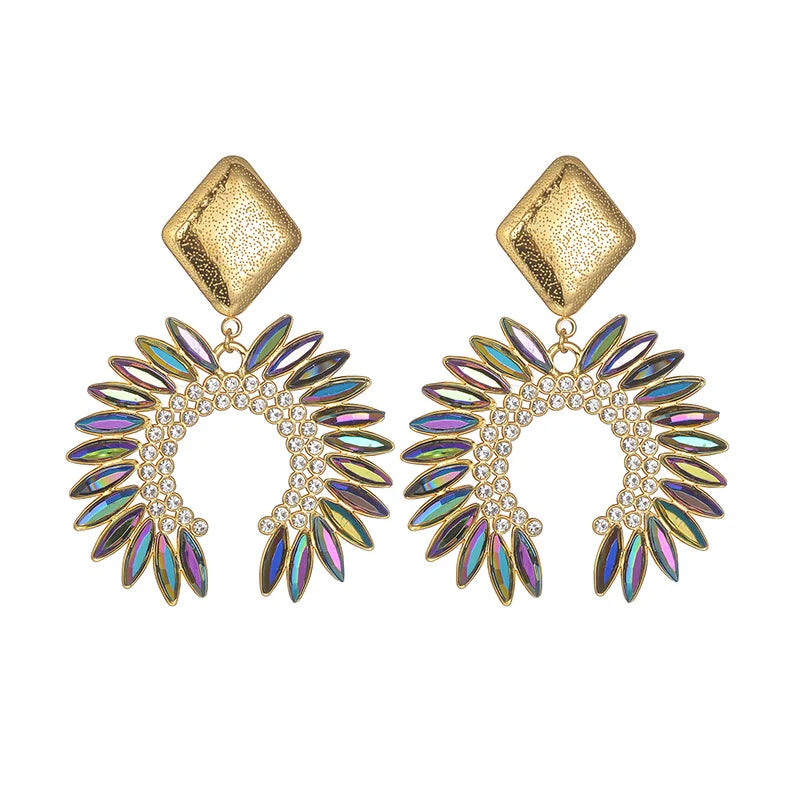 Luxury Crystal Statement Earrings Collection – Colorful Gem Drop & Flower Design - Lunelle London