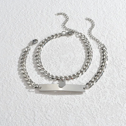 High-Quality Stainless Steel Love Bracelet Set – Elegant Matching Couple Jewelry - Lunelle London