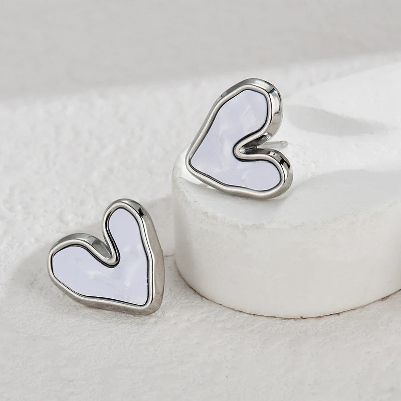 Irregular Heart Stud Earrings - Lunelle London