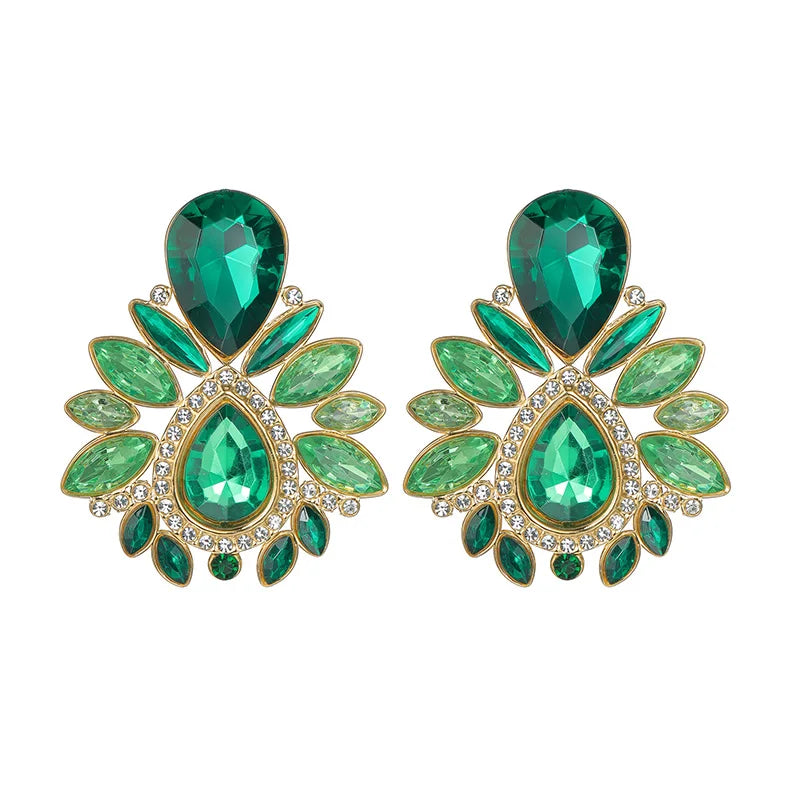 Luxury Crystal Statement Earrings Collection – Colorful Gem Drop & Flower Design - Lunelle London