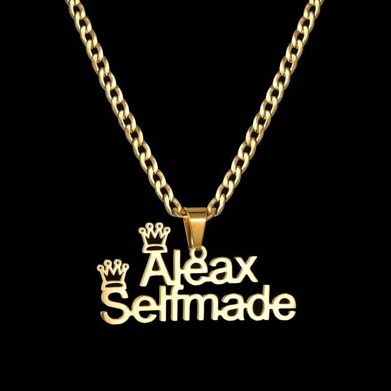 Custom Engraved Name Necklace – Personalised Pendant with Any Emoji Design