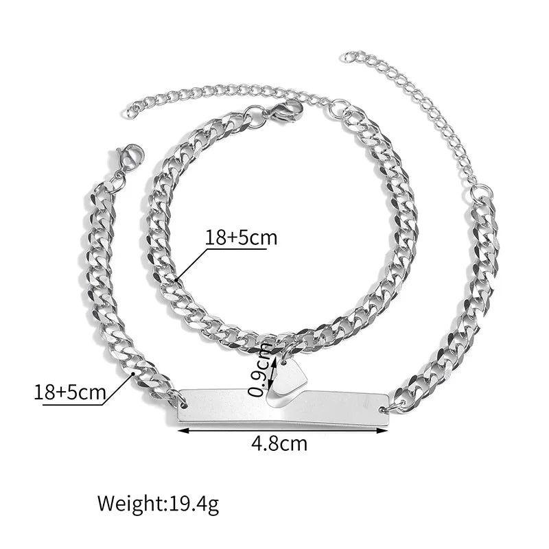 High-Quality Stainless Steel Love Bracelet Set – Elegant Matching Couple Jewelry - Lunelle London