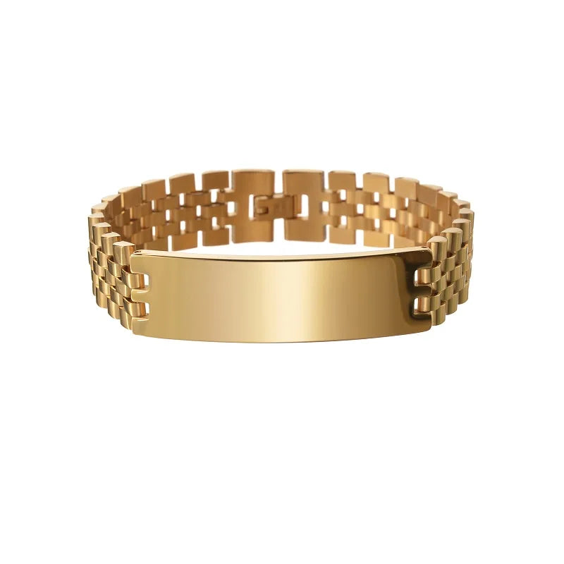 Customised Chunky Chain Bracelet – Engraved Stainless Steel Bracelet for Men & Women
