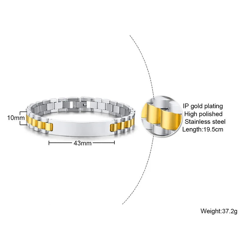 Customised Chunky Chain Bracelet – Engraved Stainless Steel Bracelet for Men & Women
