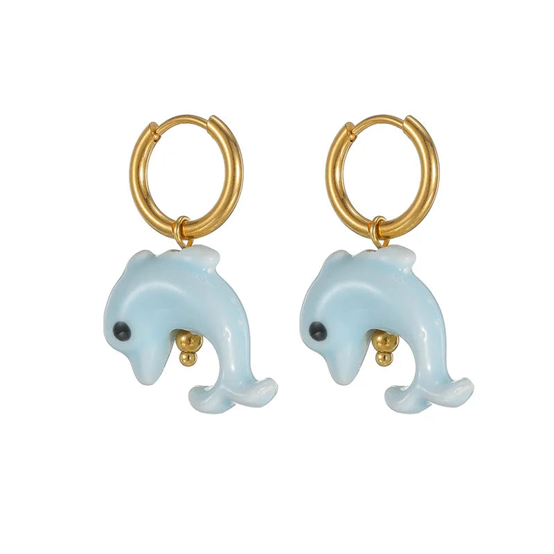 Colorful Dolphin Hoop Earrings - Lunelle London
