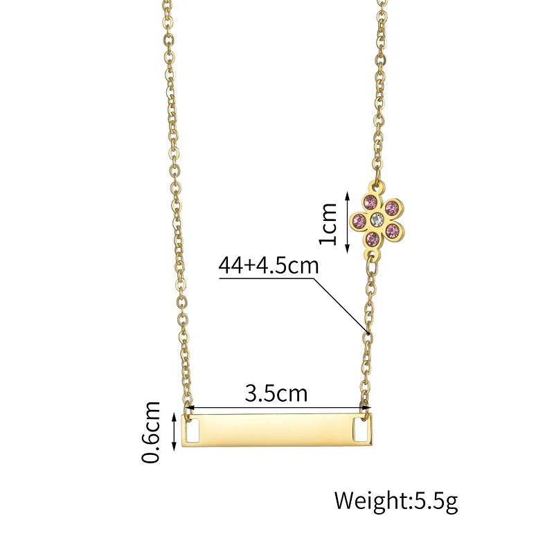 Custom Engraved Bar Necklace with Charm – Personalised Name, Date or Initials