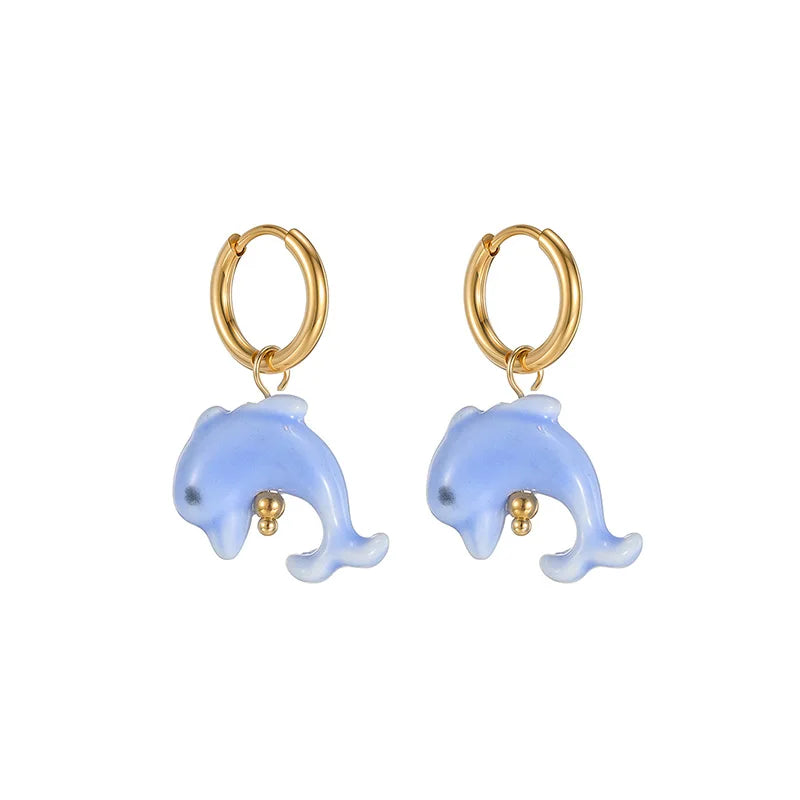 Colorful Dolphin Hoop Earrings - Lunelle London