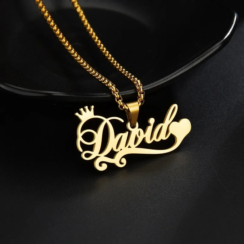 Custom Engraved Name Necklace – Personalised Pendant with Any Emoji Design