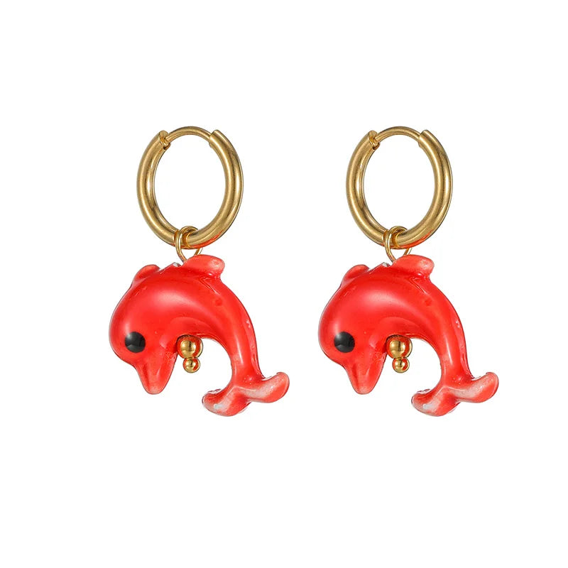 Colorful Dolphin Hoop Earrings - Lunelle London