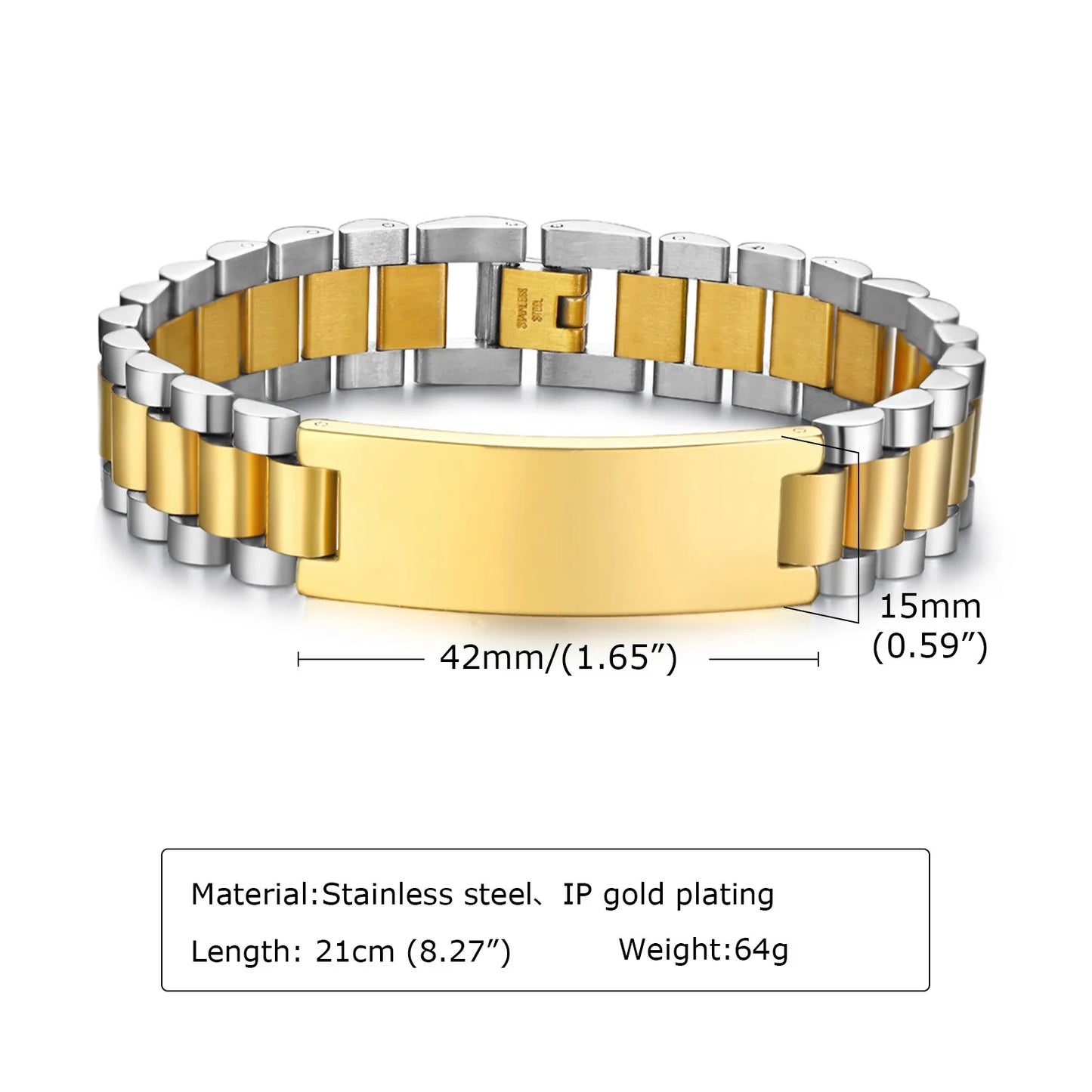 Customised Chunky Chain Bracelet – Engraved Stainless Steel Bracelet for Men & Women