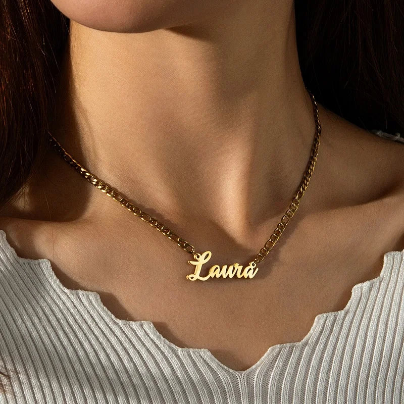 Personalised Gold Name Necklace & Bracelet Set - Lunelle London