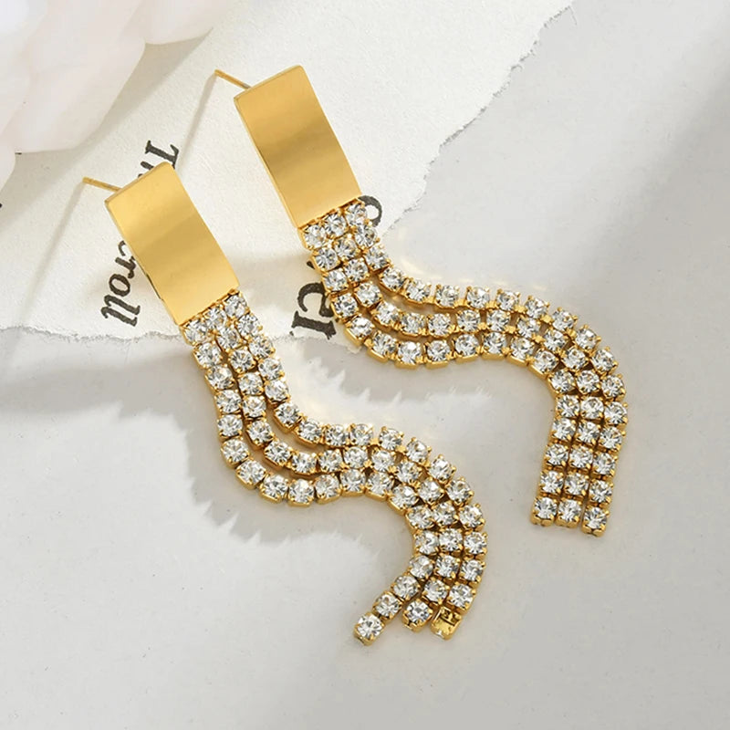 Luxury Drop & Dangle Earrings - Gold Statement Earring - Lunelle London