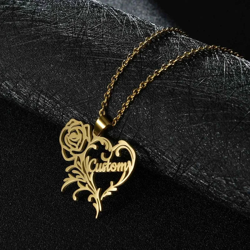 Custom Engraved Name Necklace – Personalised Pendant with Any Emoji Design