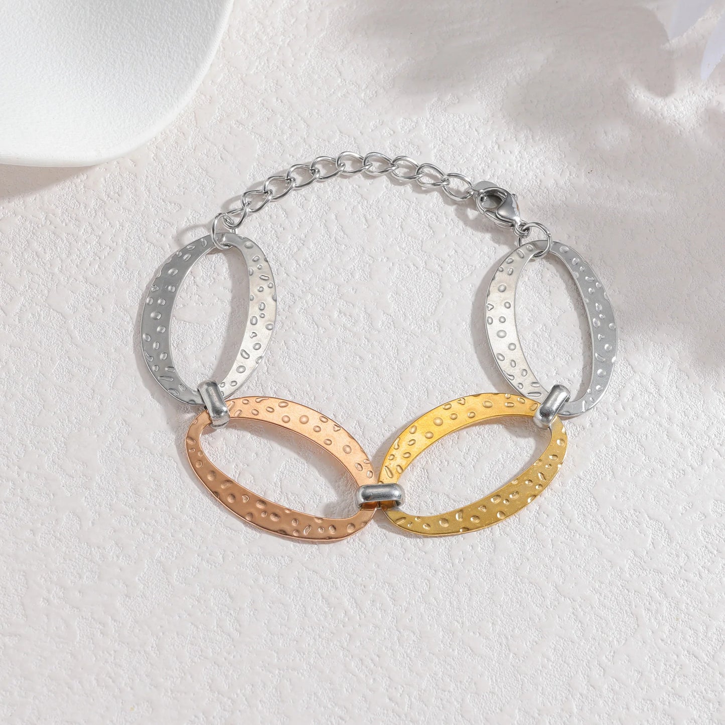 Luxurious Irregular Tri-Color Stainless Steel Chain Bracelet - Lunelle London