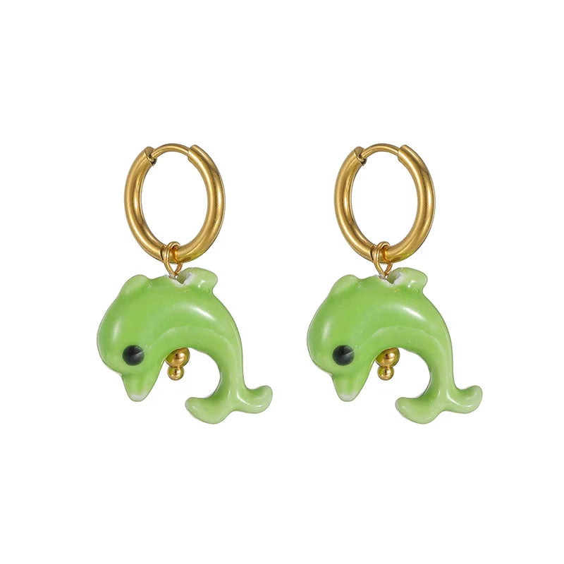 Colorful Dolphin Hoop Earrings - Lunelle London