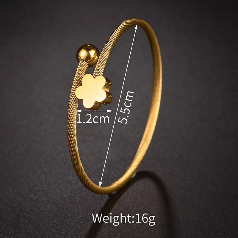 Luxury Gold Stainless Steel Bangle Bracelet – Adjustable Wire Cuff Jewelry for Women - Lunelle London