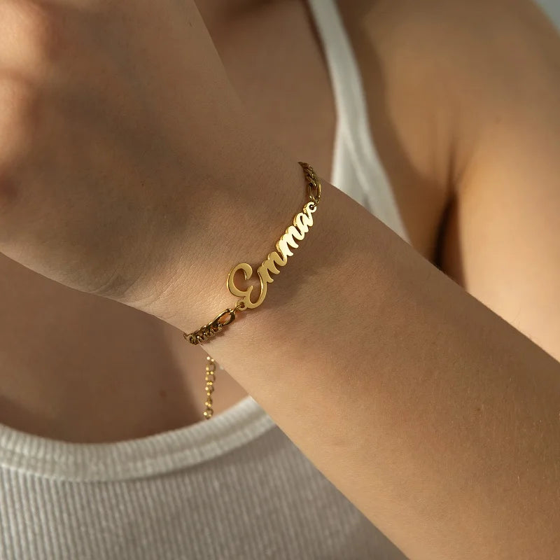 Personalised Gold Name Necklace & Bracelet Set - Lunelle London