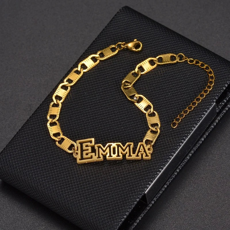 Thick Chain Custom Name Necklace And Bracelet Set