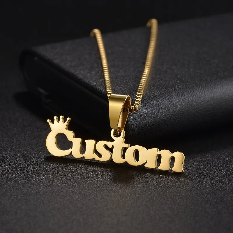 Custom Engraved Name Necklace – Personalised Pendant with Any Emoji Design