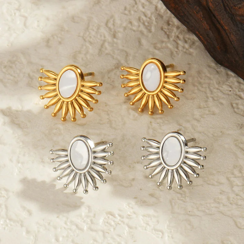 Natural Abalone, Opal & Mother-of-Pearl Dangle Earrings - Lunelle London