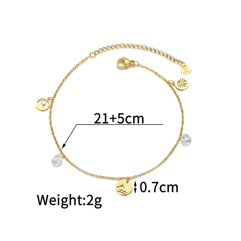 Luxury Gold Charm Anklet – Colorful Crystal, Pearl & Pendant Chain Anklet - Lunelle London