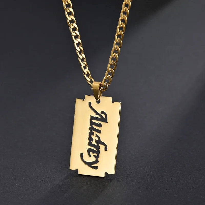 Custom Engraved Name Necklace – Personalised Pendant with Any Emoji Design