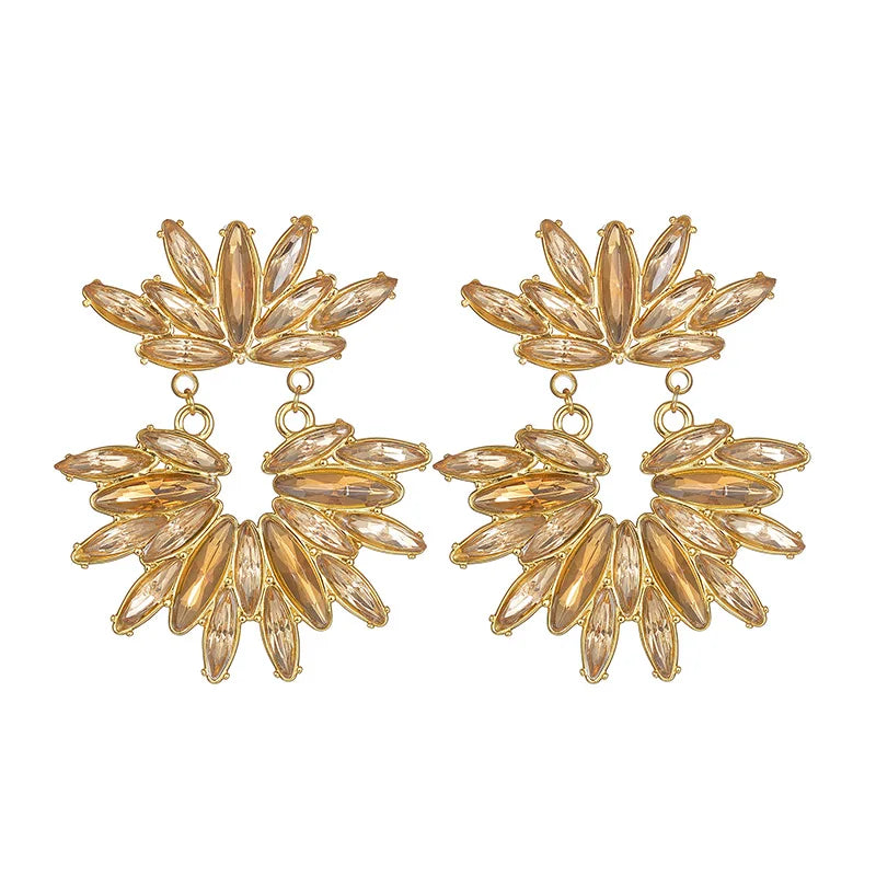 Luxury Crystal Statement Earrings Collection – Colorful Gem Drop & Flower Design - Lunelle London