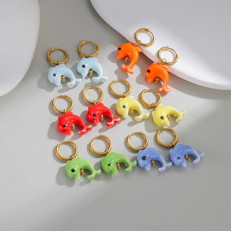 Colorful Dolphin Hoop Earrings - Lunelle London