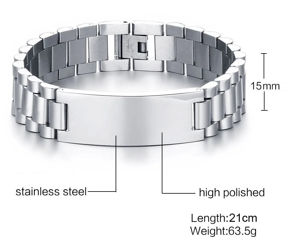 Customised Chunky Chain Bracelet – Engraved Stainless Steel Bracelet for Men & Women