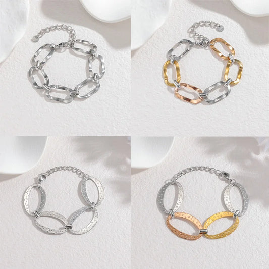Luxurious Irregular Tri-Color Stainless Steel Chain Bracelet - Lunelle London