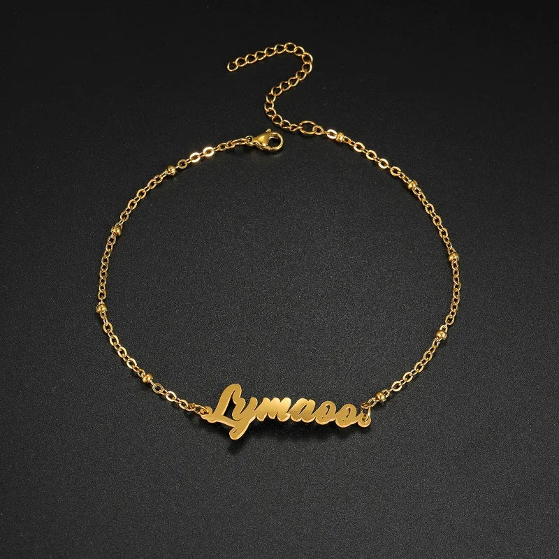Personalised Name Anklet – Custom Gold Name Chain Anklet for Women