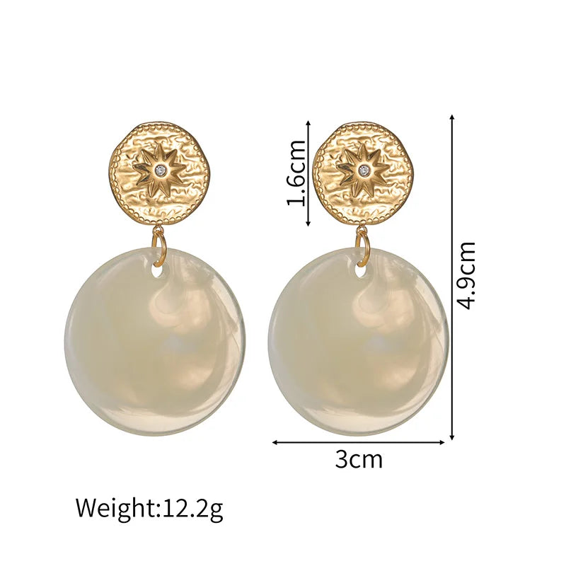 Gold Textured Resin Drop Earrings – Bold Color Statement Earrings - Lunelle London