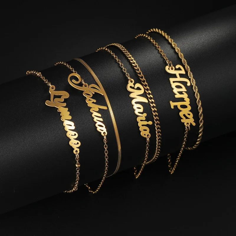 Personalised Name Anklet – Custom Gold Name Chain Anklet for Women