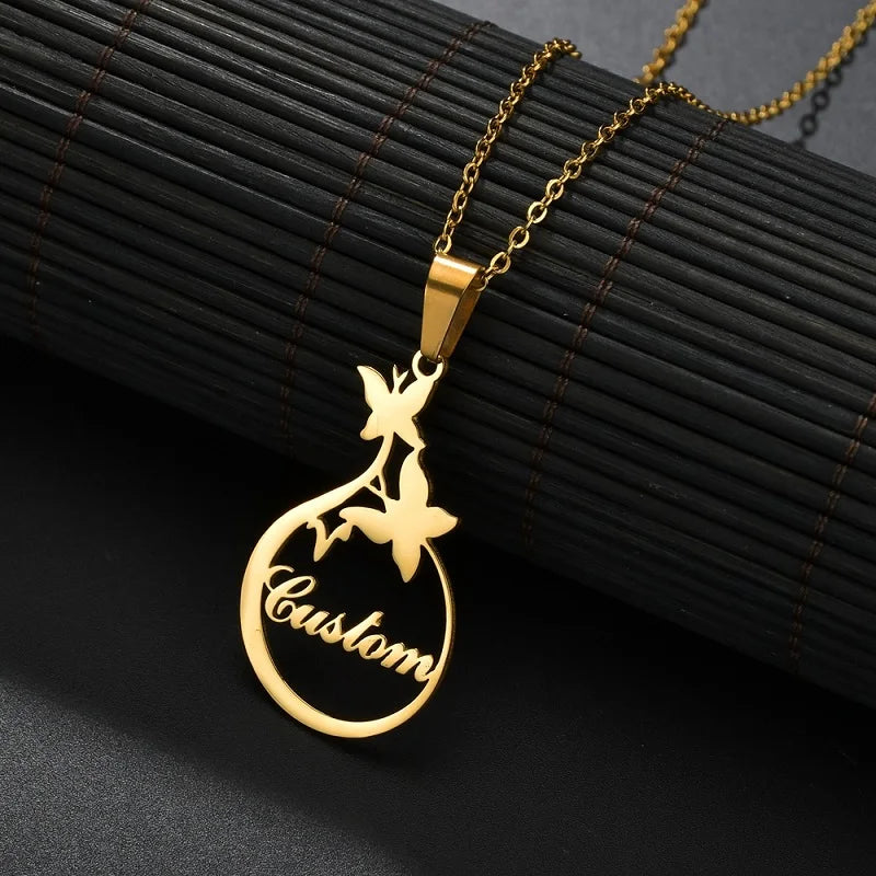 Custom Engraved Name Necklace – Personalised Pendant with Any Emoji Design