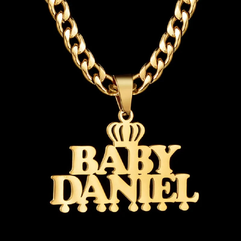 Custom Engraved Name Necklace – Personalised Pendant with Any Emoji Design