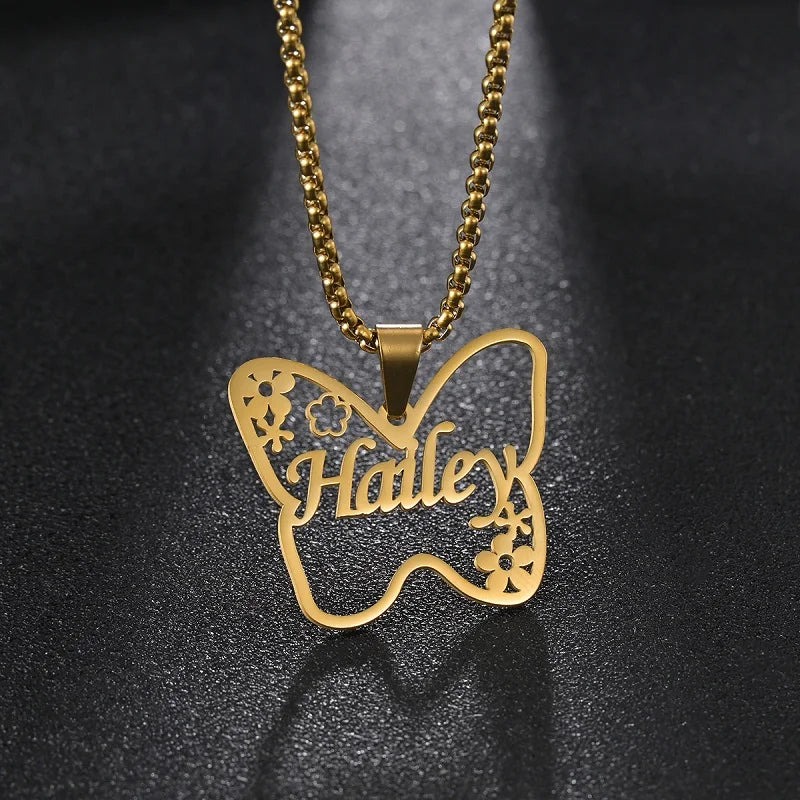 Custom Engraved Name Necklace – Personalised Pendant with Any Emoji Design