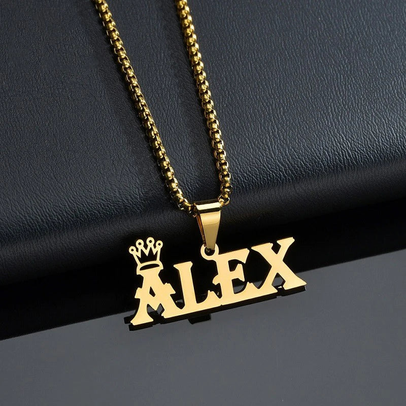 Custom Engraved Name Necklace – Personalised Pendant with Any Emoji Design