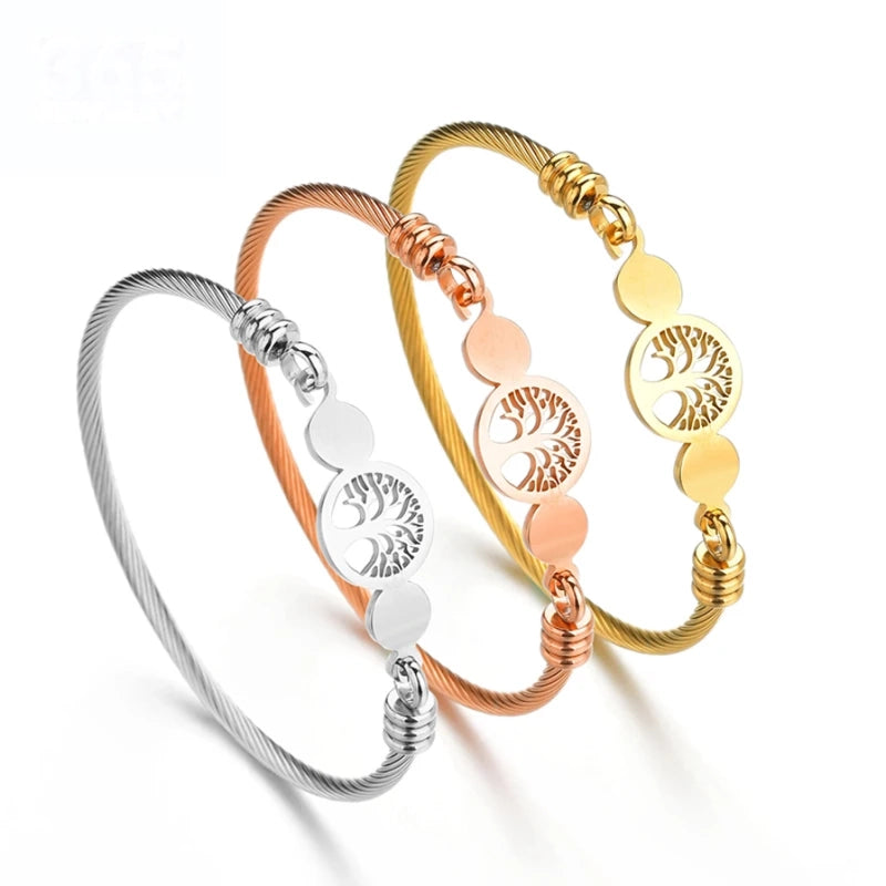 Gold Stainless Steel Tree of Life Bracelet - Lunelle London